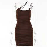 2025 hot-selling ins style summer new dress, sexy Spice Girl slanted shoulder suspender backless tight temperament skirt