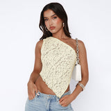 women's clothing popular summer new women's clothing  solid color waist asymmetrical diagonal collar top New wholesale