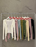2025 Thirteen Lines popular Summer New Fungus Edge Solid Color Knitted Cardigan Versatile Sunscreen Blouse 23183