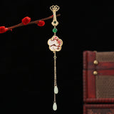 2025 Chinese style Hanfu fringed pendant cheongsam pressure placket Guochao natural fritillary ruyi flower retro style clothing accessories