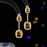 2025 popular new sweet earrings geometric long high-end zircon crystal new Chinese style stud earrings accessories women