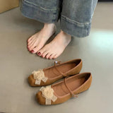 2025  New Chinese flower gentle wind shallow mouth single shoes women's head  one-word buckle flat Mary Jane shoes