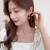 2025 popular new sweet earrings geometric long high-end zircon crystal new Chinese style stud earrings accessories women