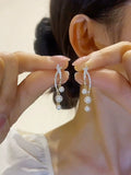 Temperament Premium Pearl Earrings Light Luxury Full Diamond Stud Earrings popular New Trendy Versatile 925 Silver Needle Earrings Women