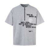 5520 n Street Summer Waffle Premium Letter Printing Design Men's Loose Zipper Short Sleeve T-Shirt