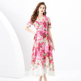 Flower series popular early spring new high-end suit collar breasted slim-fitting long temperament dress dress women