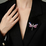2025 Slim dragonfly brooch new high-end copper inlaid zircon clothing fixed clothes suit dress accessories corsage