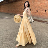 2025 Super fairy seaside vacation dress halter dress premium atmosphere photo Muse wear sexy fairy dress