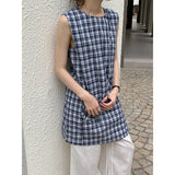 2025 THE MIND design plaid vest skirt women's 2025 summer new commuter slim dress T5039X