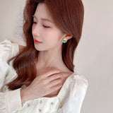 2025 popular spring and summer design impression oil painting s925 silver needle stud earrings court style temperament freshwater pearl wheat ear earrings