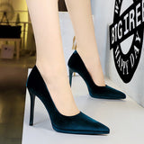 2025 3255-10  banquet super high heel waterproof table women's shoes thin heel shallow mouth pointed thickened Xishi suede shoes
