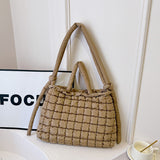 HULIANFU 2025 Hand Carry Simple Casual Tote Bag Women's popular Autumn and Winter New Fashion Folded Rhombus Large Capacity Versatile Shoulder Bag