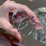 Geometric circle earrings  new trendy temperament high sense atmosphere exaggerated earrings diamond ring earrings women