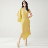 2025 Spring and summer fashion women's clothing Popular trade pleated dress new irregular fashion temperament elegant dress long dress Popular style