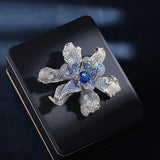 2025 Three-dimensional flower zircon brooch heavy industry high-end luxury fixed clothes pin temperament coat dress coat accessories
