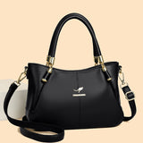 2025 Handbag popular new women's soft leather bag shoulder tote bag simple retro solid color large capacity mother bag