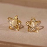 Diamond-set opal star stud earrings temperament simple and versatile earrings niche exquisite ins small and high-end earrings