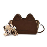 HULIANFU 2025 ins super fire cute cat leopard print plush small bag Korean version embroidered letter matte women's bag Popular style messenger bag