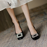 2025 778-3 thick heel high heels women's 2025 women's summer new rhinestone Mary Jane shoes rear empty square head high heel sandals women