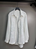 2025 25 spring and summer new heavy industry embroidery  fashion design loose shirt exquisite high-end lapel long-sleeved shirt