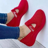hulianfu New Women's Casual Shoes Fashion Mesh Fly Woven Breathable Loafers Slip-on Platform Comfort Shallow Mouth Sneakers Sapato Rosa