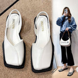 New Summer Square Toe Pleated Elastic Sandals Fashion Women's Slippers Women's Digging Toe Sandals Women's Designer Sandals