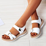 hulianfu New Women's Casual Sandals Platform Open Toe Soft-soled Beach Shoes Fashion Solid Color Outdoor Flat Sandals Sabdalia Feminina
