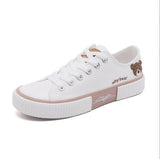 hulianfu Women's Shoes Summer Little Bear High Gang Canvas Shoes Women Comfort Casual Flats Shoes Women Lace Up Running Sneakers