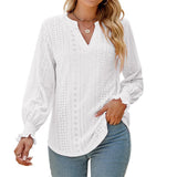 New Solid Blouses For Women Fashion Hollow Out V Neck Short Sleeve Elegant Office Work Ladies Shirt Tops Casual Blouse