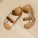 summer women's outdoor sandals Ladies casual flat slippers leather shoes british style shopping and walking