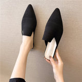 hulianfu Woman Mules Shoes Outdoor Women Slippers Female Square Toe Shallow Low-heel Casual Shoes Comfortable Slippers Slides New