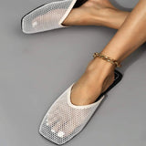 Square Toe Flat Slippers Summer Comfy Breathable Slides Outside Fashion Baotou Half Drag Shoes for Women Sapatilha Feminina