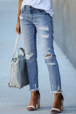 hulianfu Spring/Summer Washed Old Tassel Jeans Women's Mid-waist Solid Color Slim Fit Slim High Elastic Pencil Pants Women  Jeans
