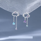 Korean New Light Luxury Zircon Moon Star Asymmetric Stud Earrings For Women Crystal Cloud Pearl Earring Girl Jewelry Gifts