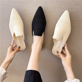 hulianfu Woman Mules Shoes Outdoor Women Slippers Female Square Toe Shallow Low-heel Casual Shoes Comfortable Slippers Slides New