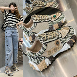 hulianfu Spring Summer Rhinestone Women Sneakser Ins Tide Diamond Breathable Luxury Designers Casual Thick Bottoms Dad Shoes