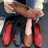 hulianfu Large Size Loafers Ladies Casual Flats Spring Autumn Retro Comfortable Soft Bottom Round Head Work Shoes Chaussures Femmes