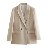 2023 Long Blazer Women Masculine Office Blazer Woman Double Breasted Jacket Women Spring Long Sleeve Blazers for Women Coat