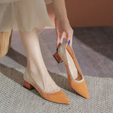 Single Shoes Women's  New Versatile Knitted Shoes Thick Heels and Pointed Toes Slip on Mesh Light Shoes 40 Zapatos De Mujer