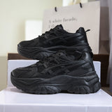 New Leather Chunky Sneakers Women's Sports Shoes Ladies Thick White Black Sneakers Women Tennis Vulcanized Shoes Basket