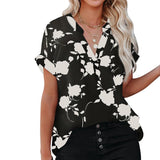 New Floral Blouse Women Turn-down Collar Short Sleeve Fashion Plus Size Casual Blouses Elegant Lady Office Work Shirts Tops