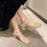 2024 Summers Women Sandals Shoes Fashion Elegant Shallow Thick Heel Shoes Ladies Comfort Street Style Mary Jane Shoes