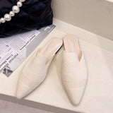 hulianfu Woman Mules Shoes Outdoor Women Slippers Female Square Toe Shallow Low-heel Casual Shoes Comfortable Slippers Slides New