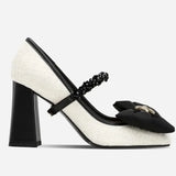 Fad Crystal High Heels Shoes Sweet Bow Mary Jane Sandals Women 2024 New Autumn Sexy Dress Party Pumps Shallow Lolita Mujer Shoes