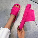 hulianfu Fashion Women's Slippers  New Flat Towel Slippers Thick Soles Wear Fashion Hight Street Shoes 35-43 Cotton Slides