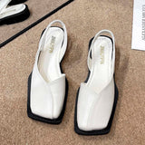New Summer Square Toe Pleated Elastic Sandals Fashion Women's Slippers Women's Digging Toe Sandals Women's Designer Sandals