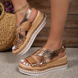hulianfu Fashion Rivet Wedge Sandals for Women Summer  Gold PU Leather Platform Sandles Female Punk Thick Sole Gladiator Shoes Woman