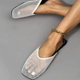 hulianfu Women's Summer Home Slippers New Mesh Flat Shoes Square Toe Casual Sandals Wholesale Shoes For Women Zapatos de mujer