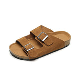 summer women's outdoor sandals Ladies casual flat slippers leather shoes british style shopping and walking