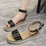 hulianfu Fashion Ankle Strap Platform Sandals Women Summer  Thick Bottom Rivet Gladiator Shoes Woman Non Slip Wedges Sandalias Mujer